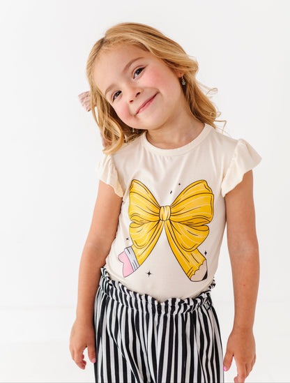 Pencil Bow Ruffle Top