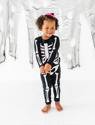 Bones Glow-In-The-Dark 2-Piece Pajamas - PINK