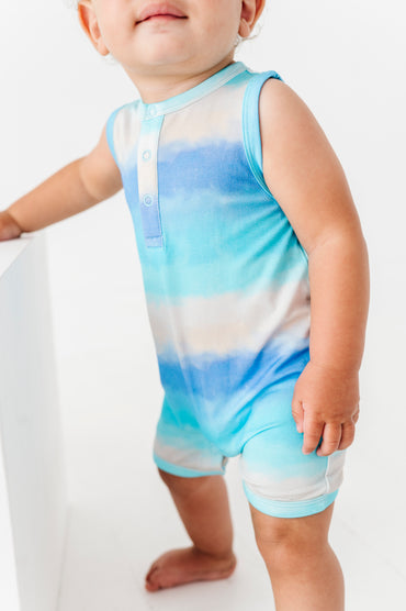 Blue/Ivory Ombré  Shortie Romper