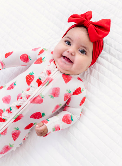 Sweet Strawberry Ruffle Convertible Romper
