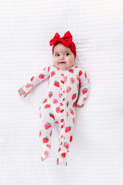 Sweet Strawberry Ruffle Convertible Romper