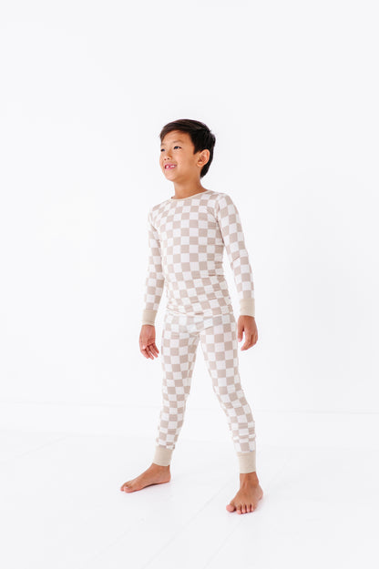 Oat Check 2-Piece Pajamas