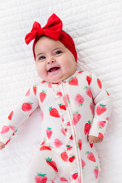 Sweet Strawberry Ruffle Convertible Romper