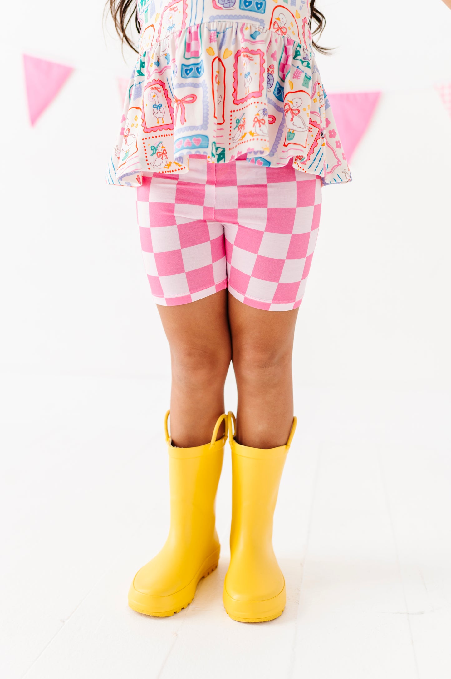 Bubblegum Check Biker Shorts