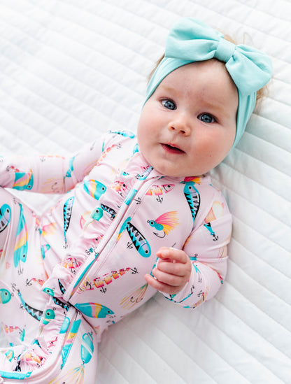 Gone Fishing Pink Ruffle Convertible Romper