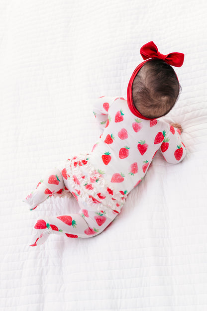 Sweet Strawberry Ruffle Convertible Romper