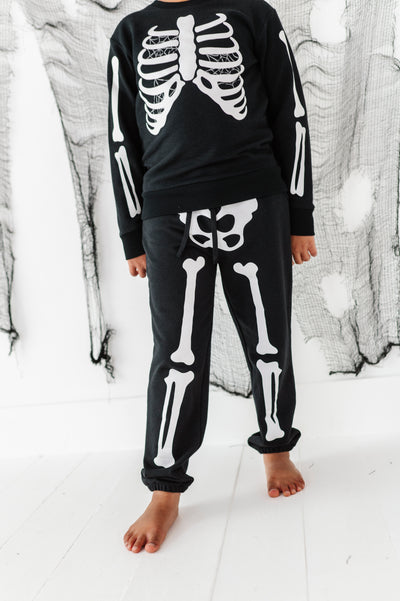 Bones Glow-In-The-Dark Jogger Set- GREY