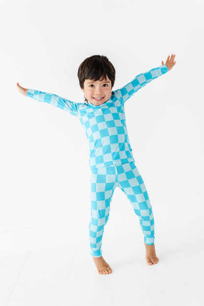 Blue Checker Bamboo Pajama Set