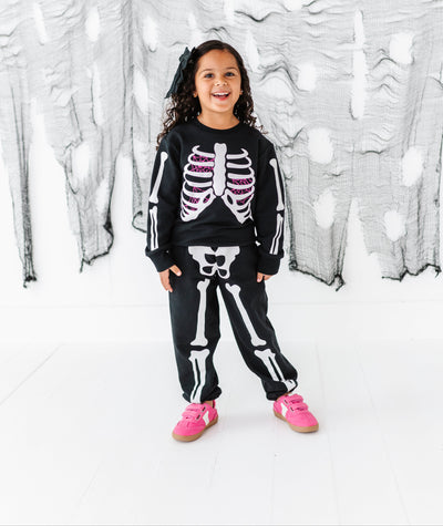 Bones Glow-In-The-Dark Jogger Set- PINK