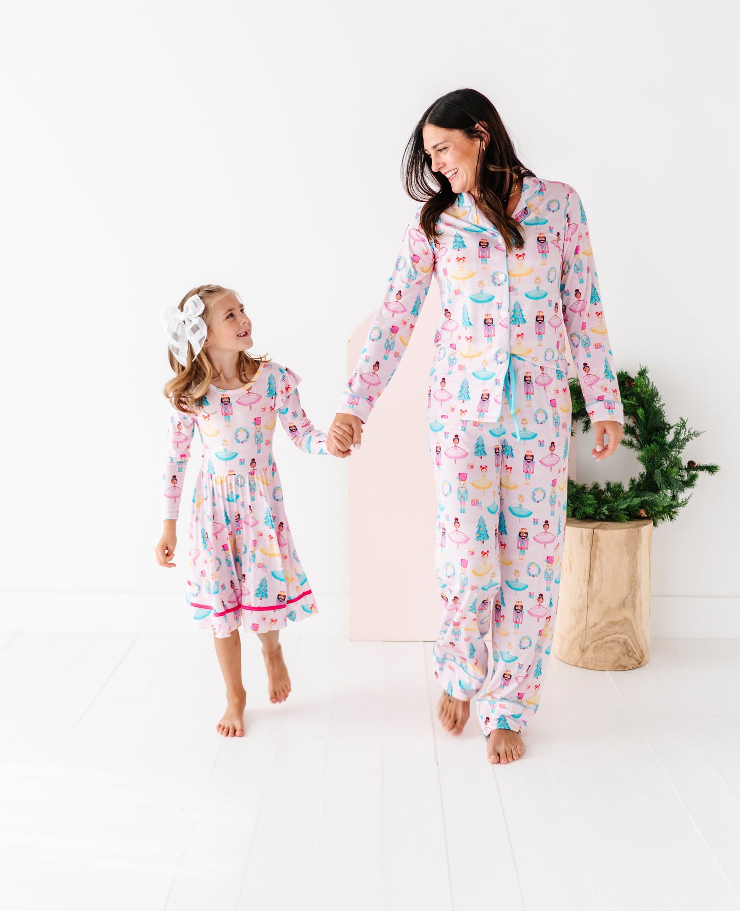 Sugarplum women’s bamboo pajama set with ballerina and nutcracker print