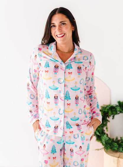 Women’s holiday lounge set made from bamboo viscose with button-up top
