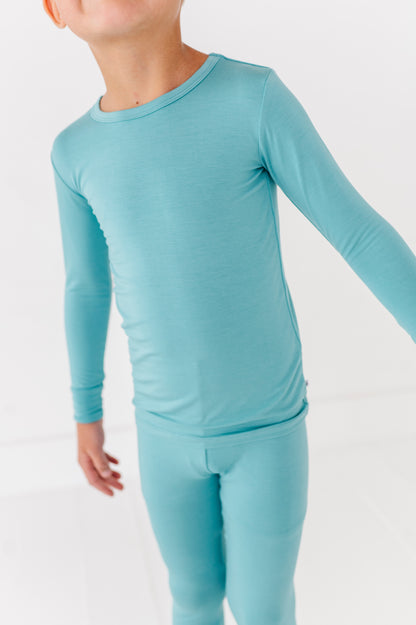Soft slate colored bamboo pajama set for kids