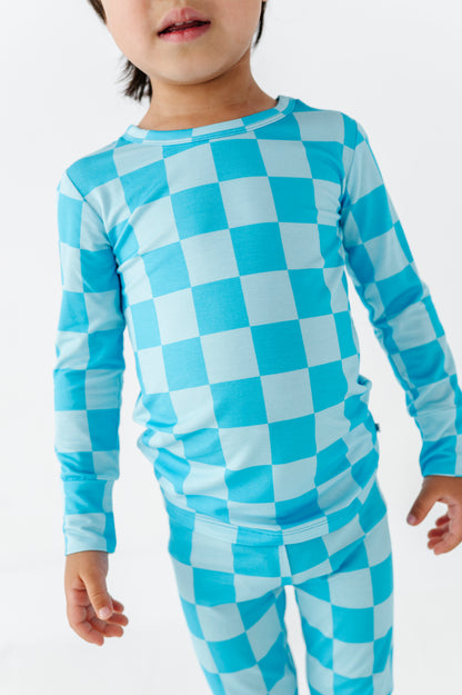 Blue Checker Bamboo Pajama Set