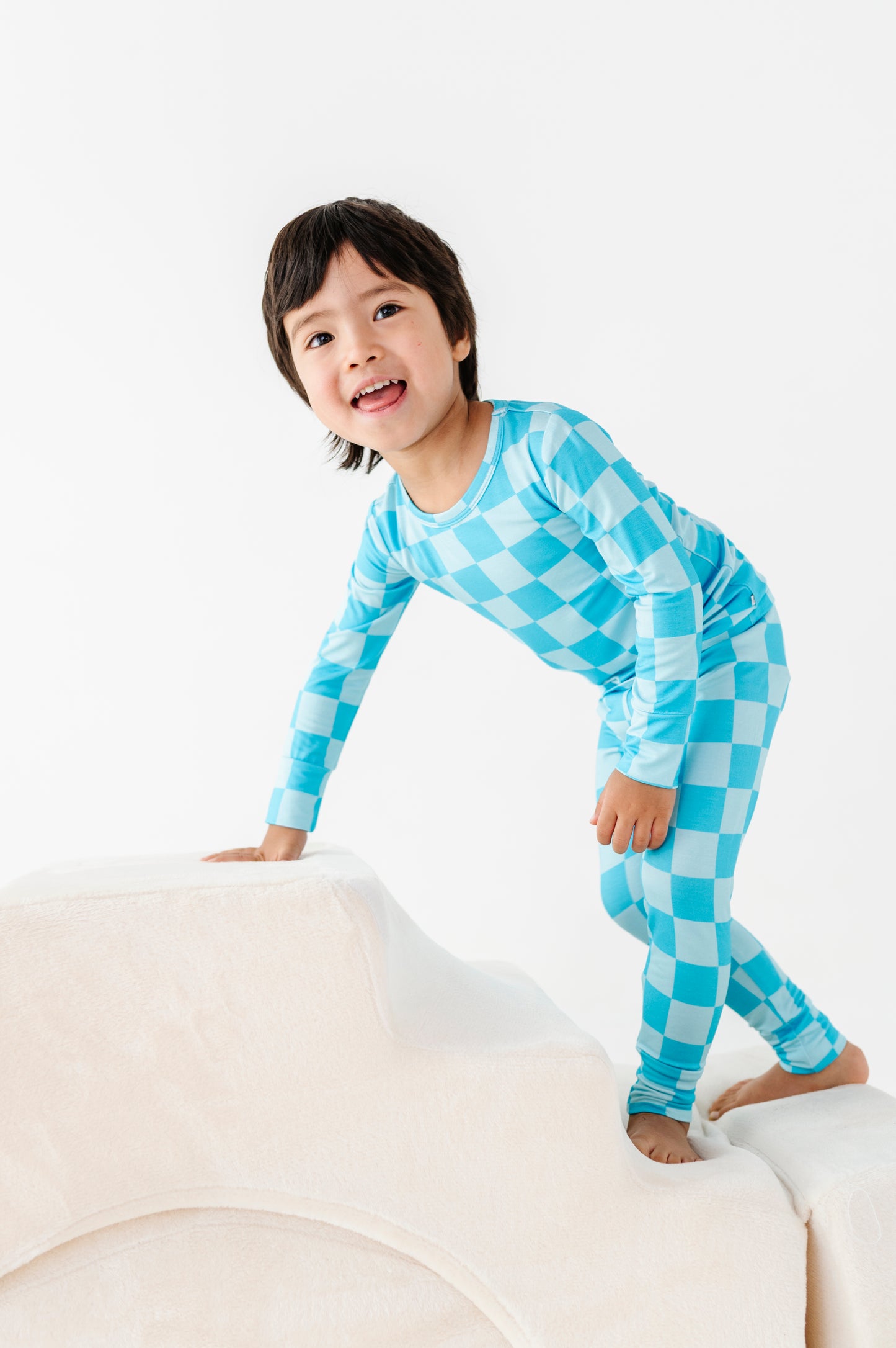 Blue Checker Bamboo Pajama Set