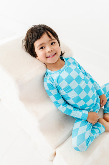Blue Checker Bamboo Pajama Set