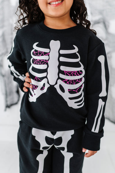 Bones Glow-In-The-Dark Jogger Set- PINK