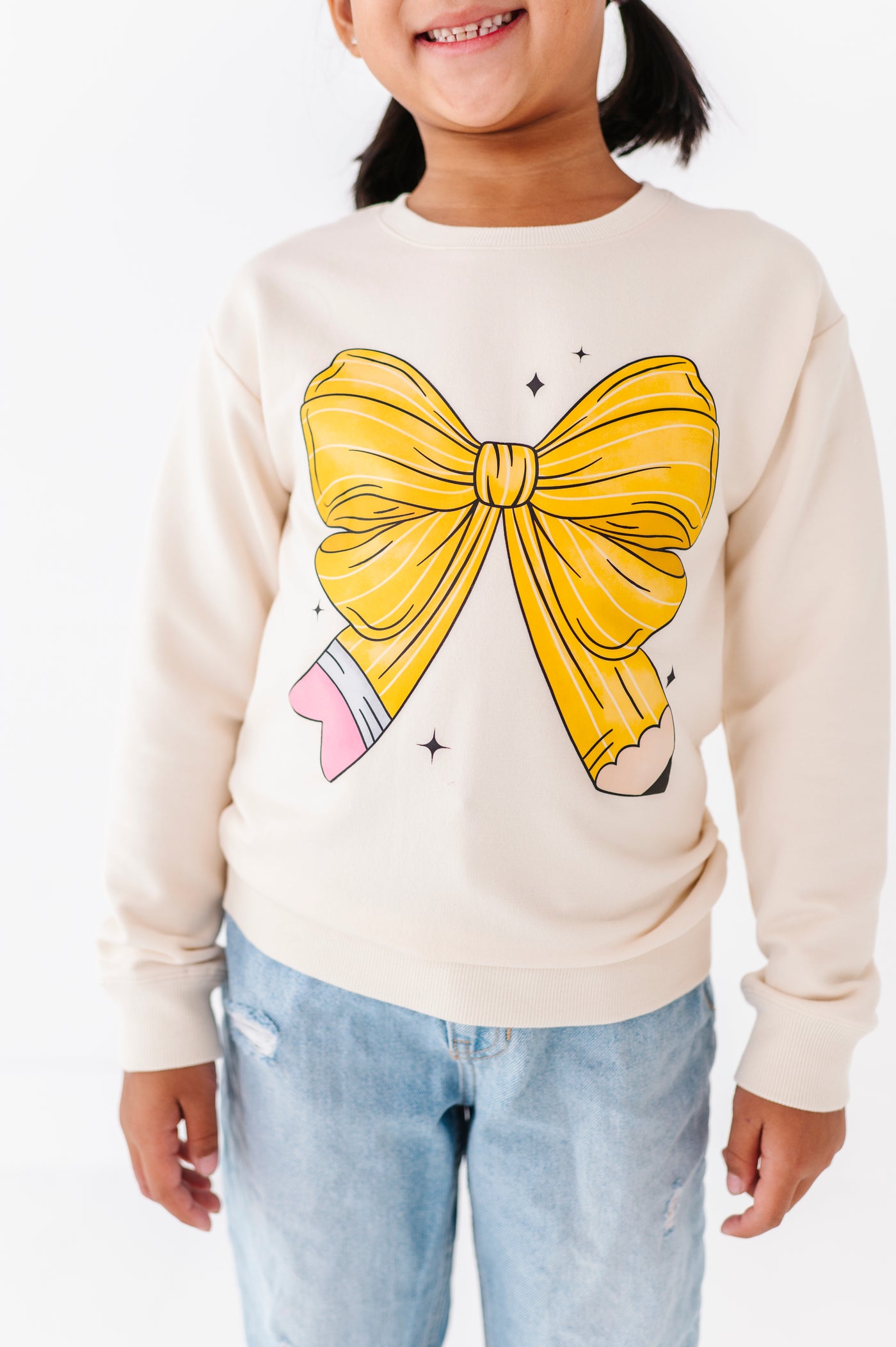 Pencil Bow Crewneck Sweatshirt