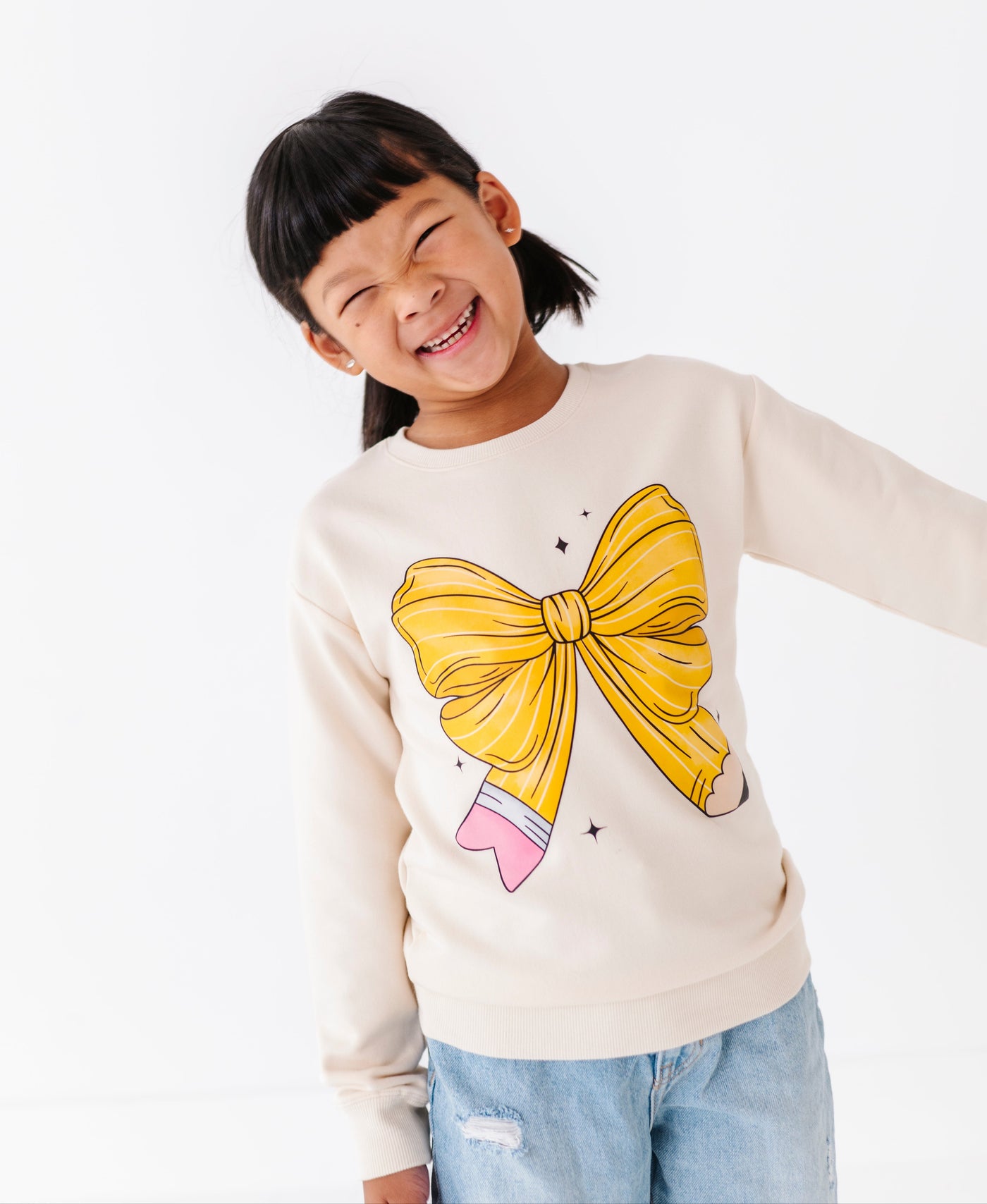 Pencil Bow Crewneck Sweatshirt