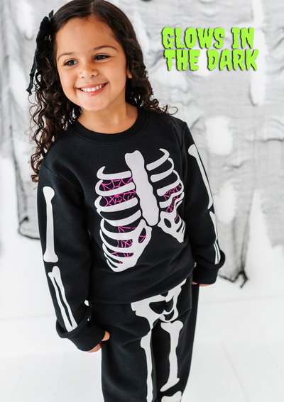 Bones Glow-In-The-Dark Jogger Set- PINK