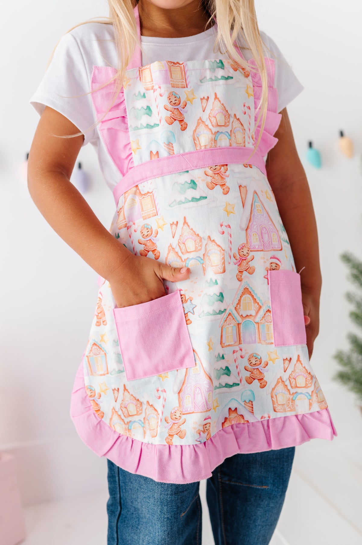 Gingerbread Lane Ruffle Baking Apron