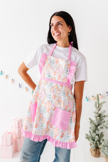 Gingerbread Lane Ruffle Baking Apron