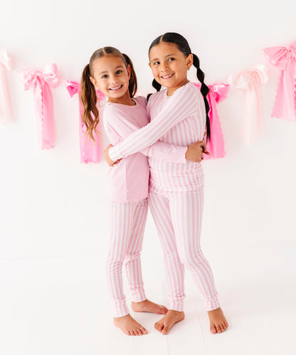 Kids pink striped leggings designed for comfort and everyday wear