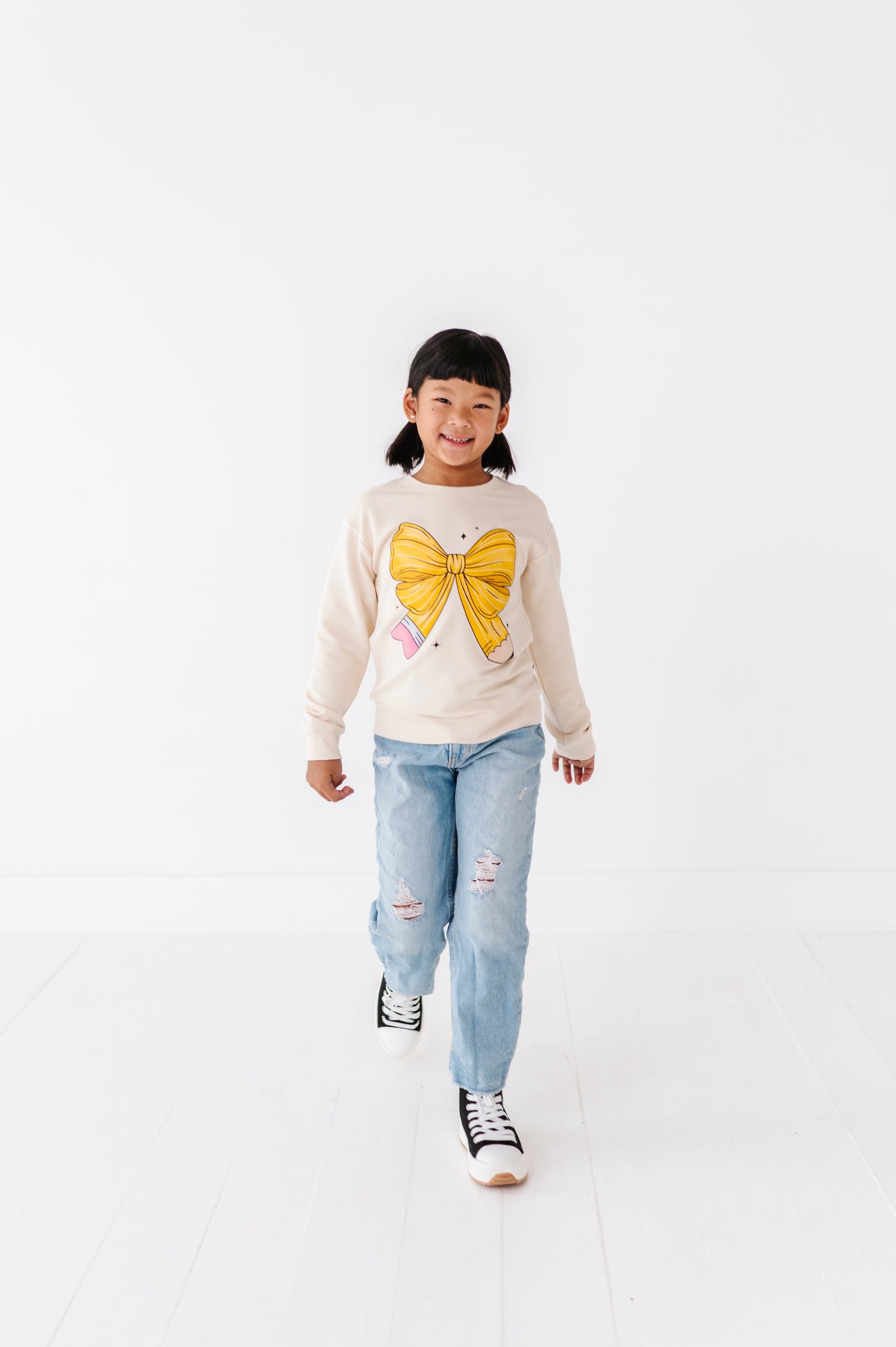 Pencil Bow Crewneck Sweatshirt