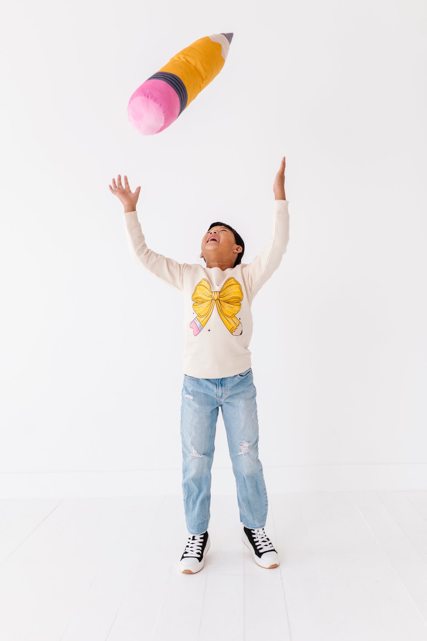 Pencil Bow Crewneck Sweatshirt