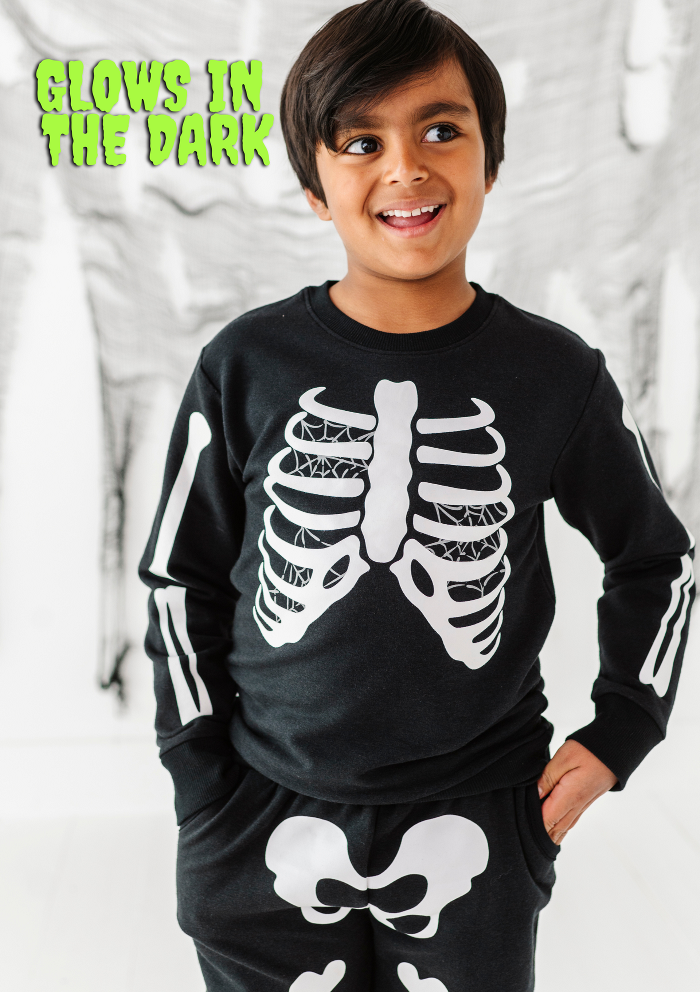 Bones Glow-In-The-Dark Jogger Set- GREY