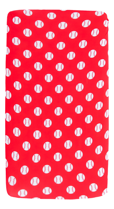 baseball crib sheet -RED