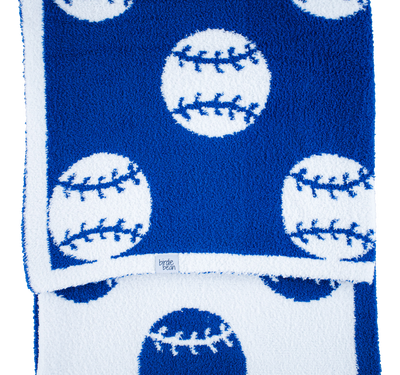 baseball plush blanket- BLUE/TODDLER
