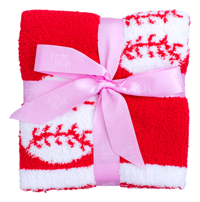 baseball plush blanket- RED/STROLLER