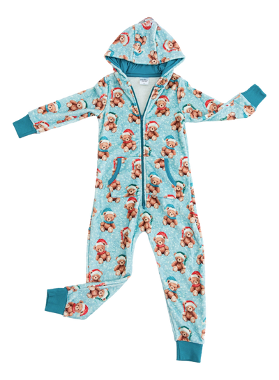 Beary Merry Microfleece Hooded Jumpsuit