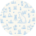 Blue Bunny Toile Distressed