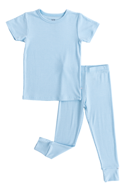 Baby Blue Ribbed 2-Piece Pajamas