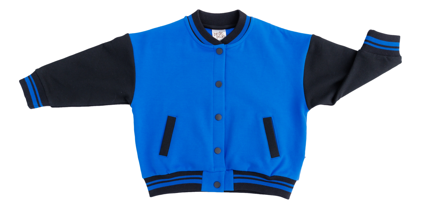 blue and black Varsity Jacket