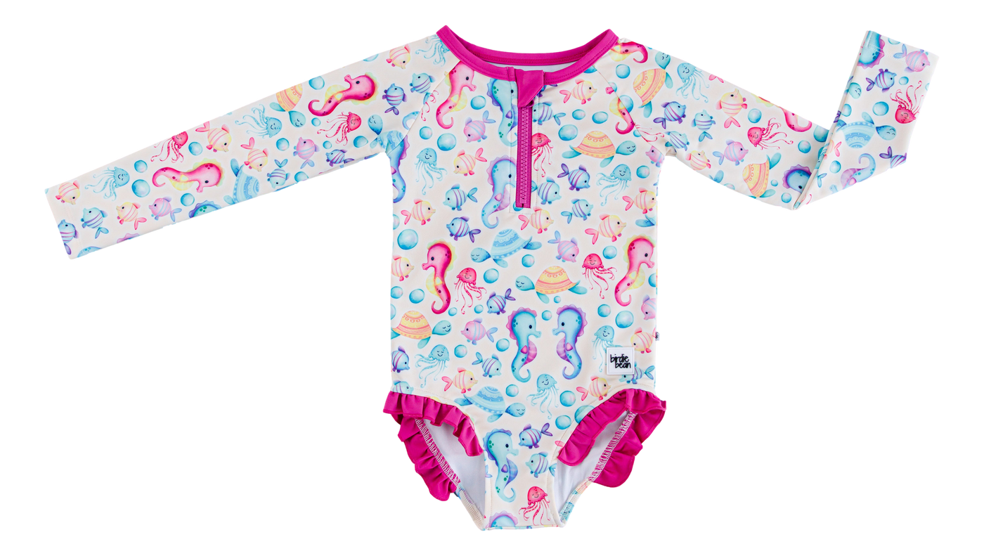 Coral Rash Guard Swimsuit: GIRL'S