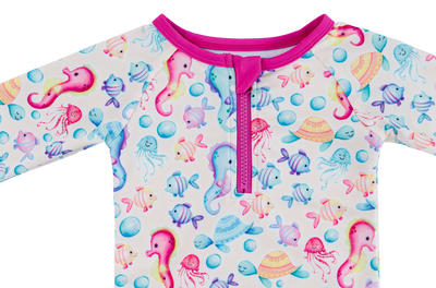 coral rash guard swimsuit: GIRL'S