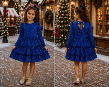 PRE-ORDER: Sapphire Velvet Tie Back Dress