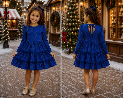PRE-ORDER: Sapphire Velvet Tie Back Dress