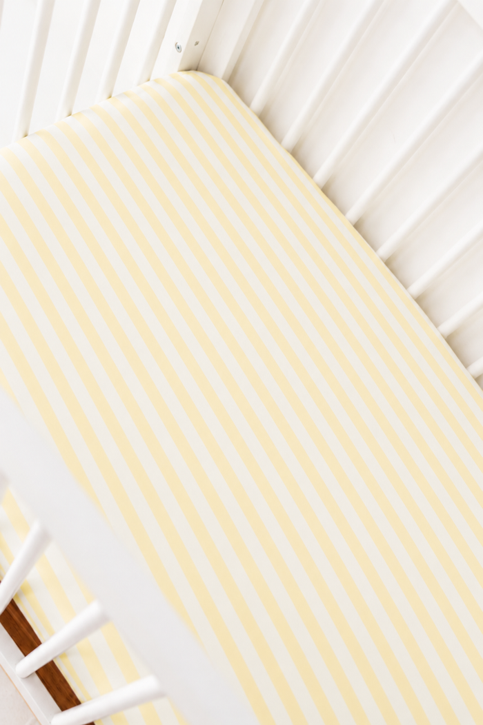 Lemon Stripes Crib Sheet
