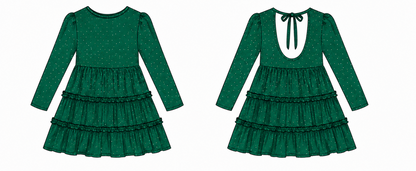 PRE-ORDER: Emerald Velvet Tie Back Dress