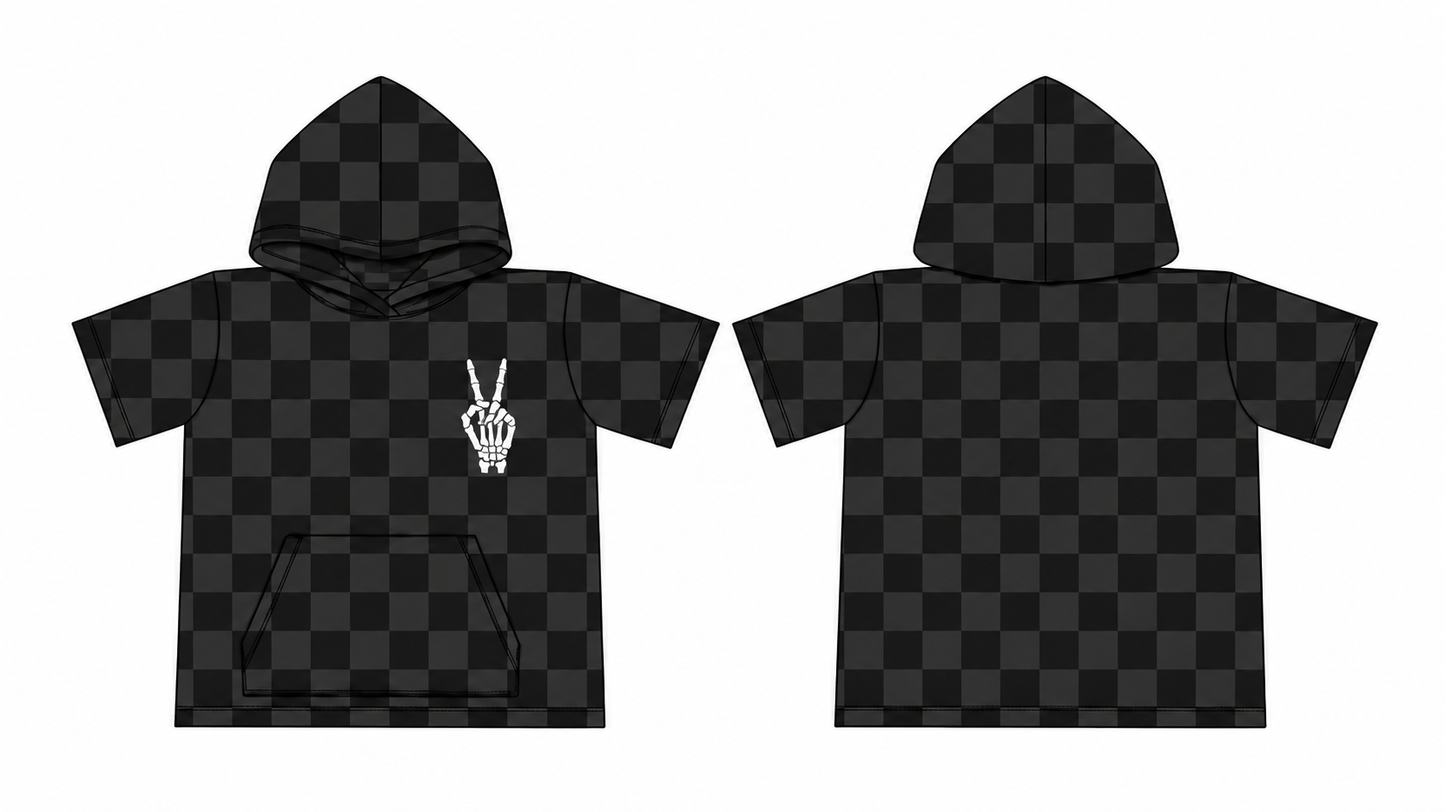 PRE ORDER: Distressed Checker Hooded T-Shirt