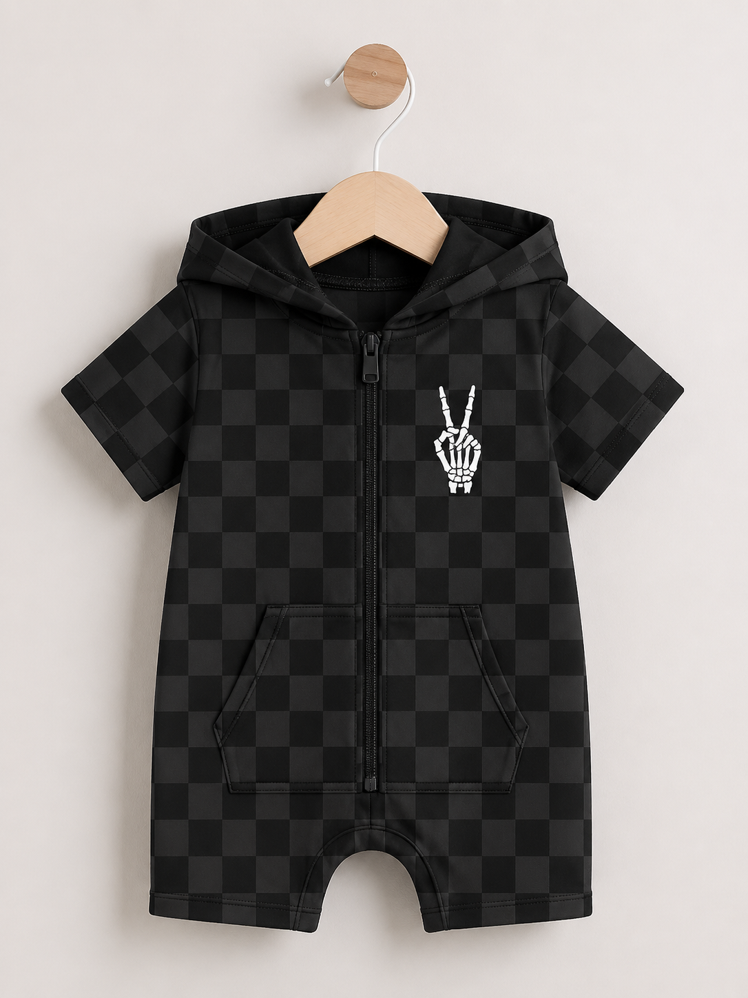 PRE ORDER: Distressed Checker Hooded Shortie