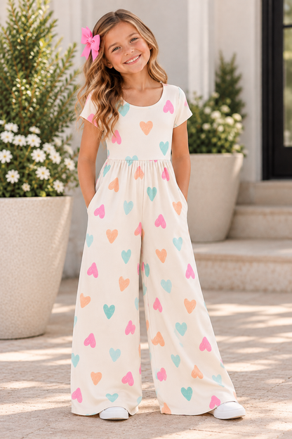 Doodle Hearts Bamboo Jumpsuit