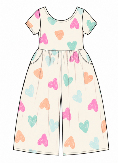 Doodle Hearts Bamboo Jumpsuit