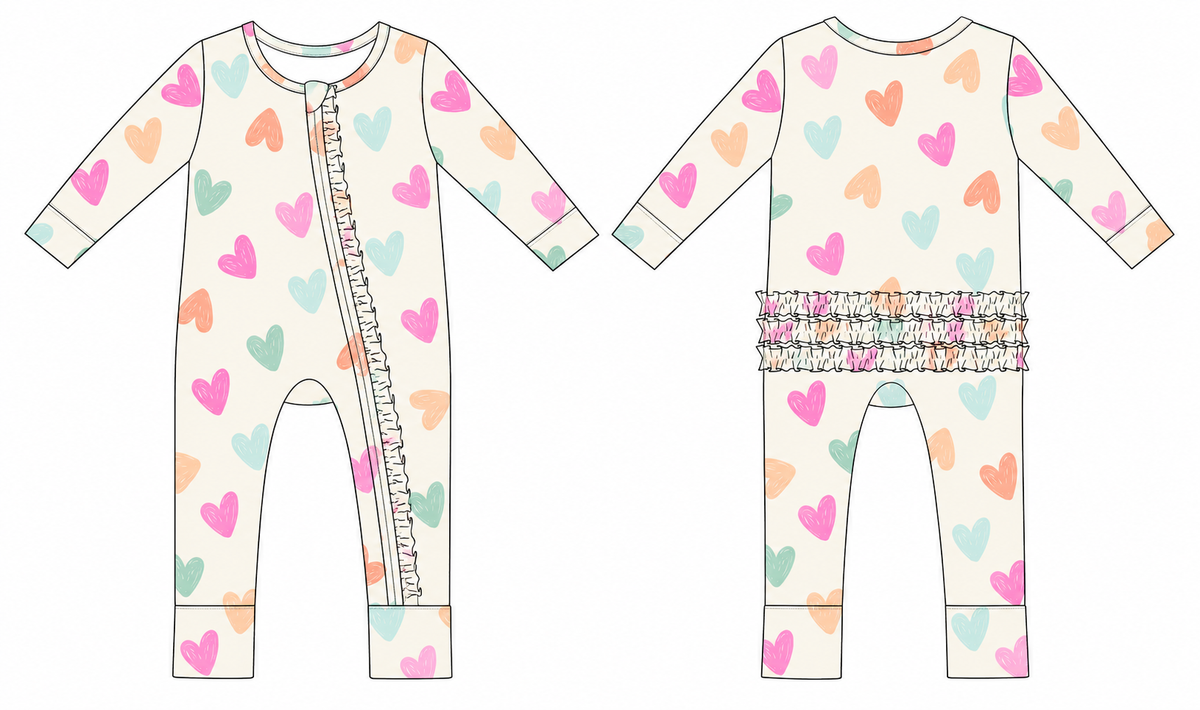 Doodle Hearts Ruffle Convertible Romper