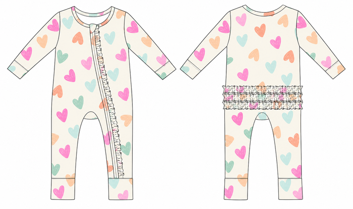 Doodle Hearts Ruffle Convertible Romper