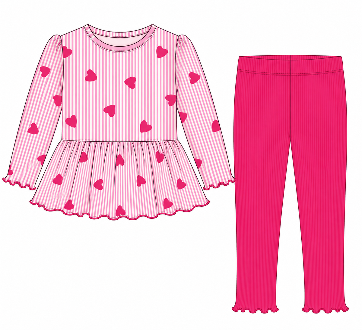 Pinstripe Pink Hearts Peplum Set