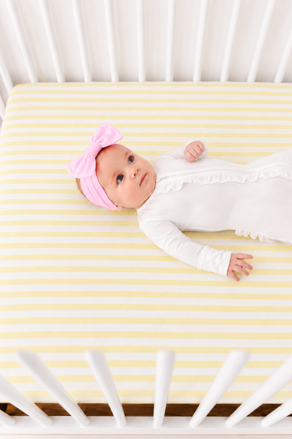 Lemon Stripes Crib Sheet
